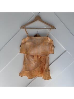 Lovers + Friends Yellow Gingham Ruffle Two-Piece Set, XXS